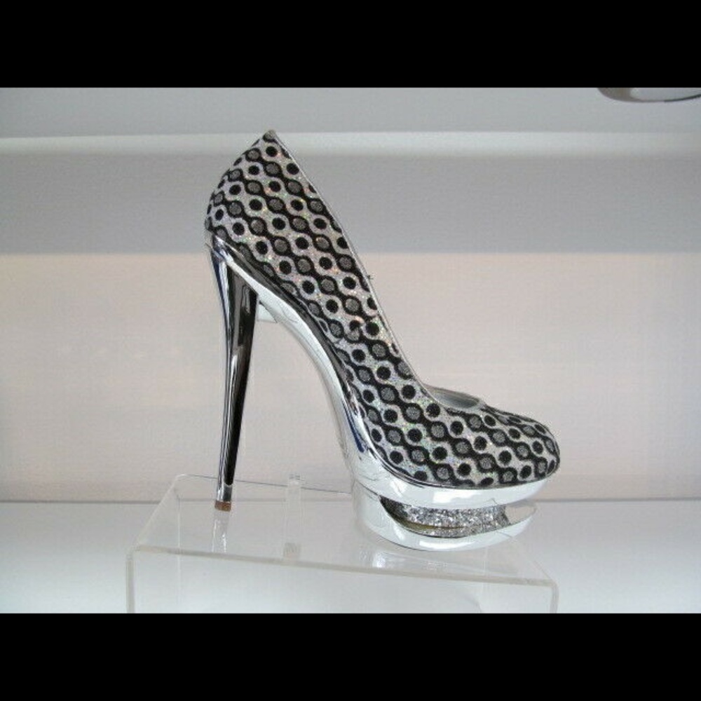 Elegant Silver and Black Platform Heels